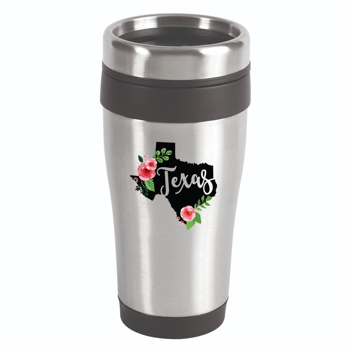 Floral Texas Chalkboard Watercolor Flowers Home State 16oz Travel Tumbler