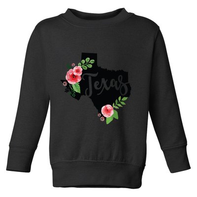 Floral Texas Chalkboard Watercolor Flowers Home State Toddler Sweatshirt