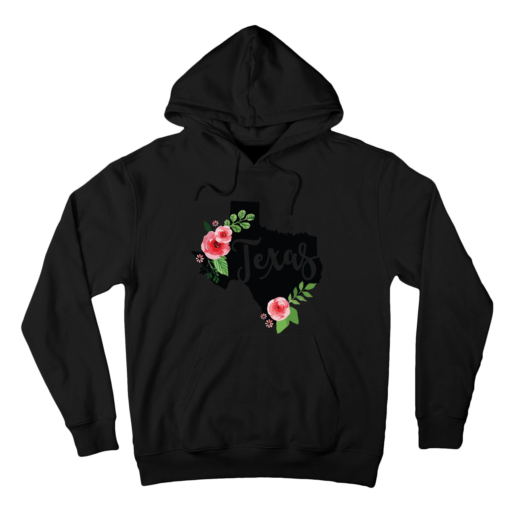 Floral Texas Chalkboard Watercolor Flowers Home State Tall Hoodie