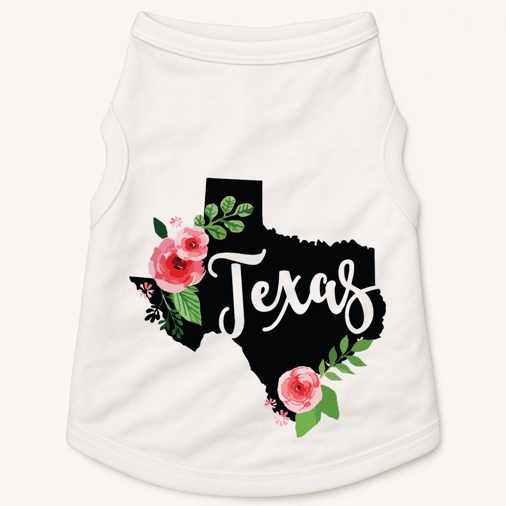 Floral Texas Chalkboard Watercolor Flowers Home State Doggie Tank