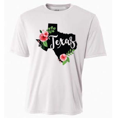 Floral Texas Chalkboard Watercolor Flowers Home State Cooling Performance Crew T-Shirt