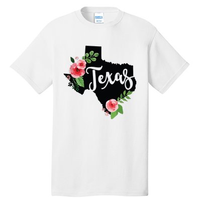 Floral Texas Chalkboard Watercolor Flowers Home State Tall T-Shirt