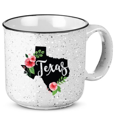 Floral Texas Chalkboard Watercolor Flowers Home State 15oz Campfire Ceramic Mug