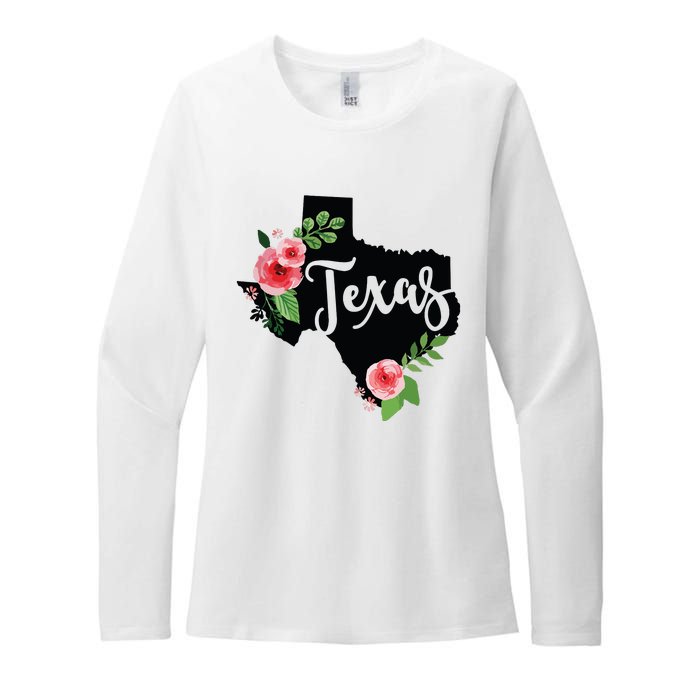 Floral Texas Chalkboard Watercolor Flowers Home State Womens CVC Long Sleeve Shirt