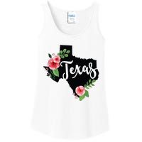 Floral Texas Chalkboard Watercolor Flowers Home State Ladies Essential Tank