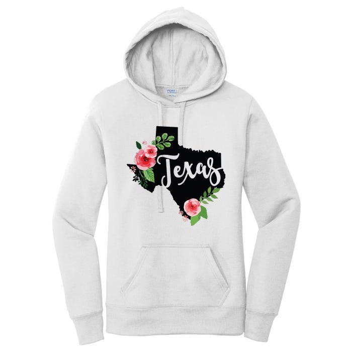 Floral Texas Chalkboard Watercolor Flowers Home State Women's Pullover Hoodie