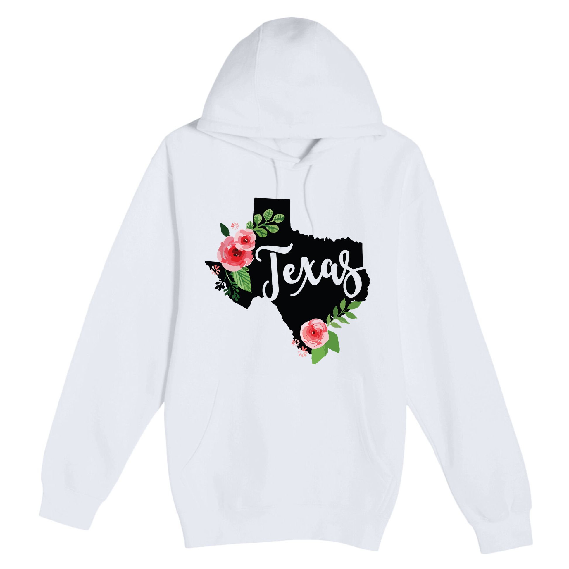 Floral Texas Chalkboard Watercolor Flowers Home State Premium Pullover Hoodie