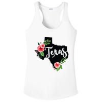 Floral Texas Chalkboard Watercolor Flowers Home State Ladies PosiCharge Competitor Racerback Tank