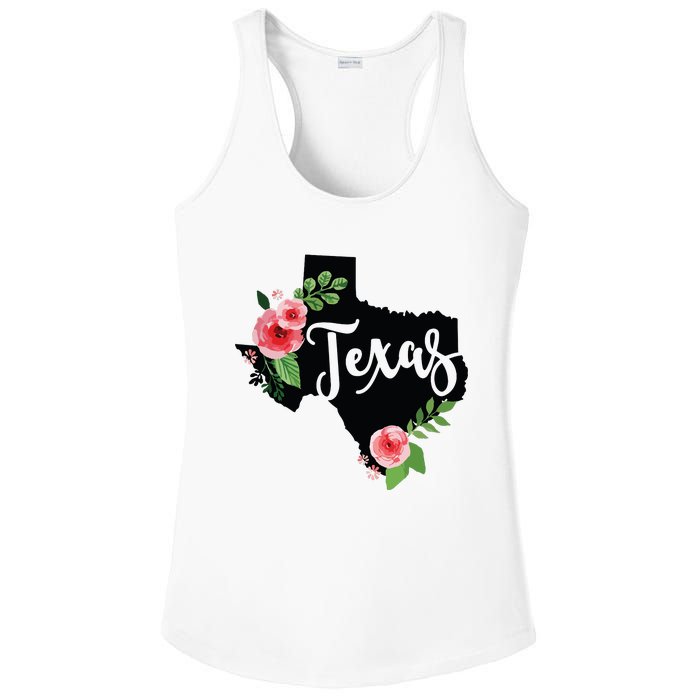 Floral Texas Chalkboard Watercolor Flowers Home State Ladies PosiCharge Competitor Racerback Tank