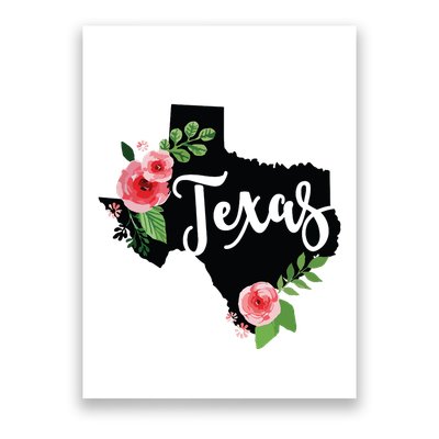 Floral Texas Chalkboard Watercolor Flowers Home State Poster