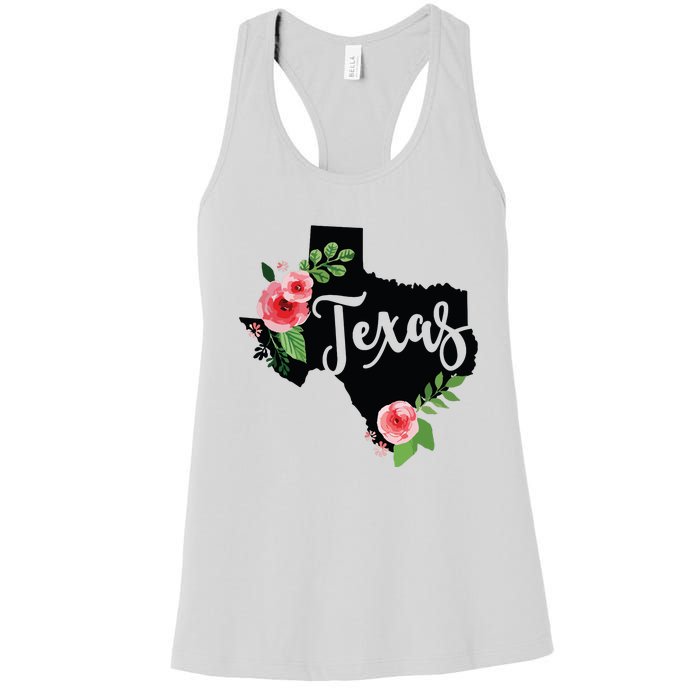 Floral Texas Chalkboard Watercolor Flowers Home State Women's Racerback Tank