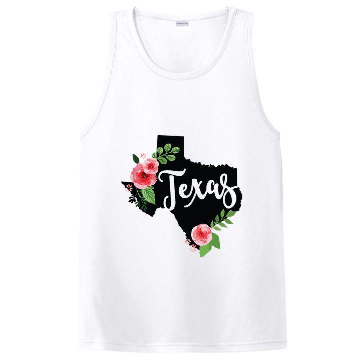 Floral Texas Chalkboard Watercolor Flowers Home State PosiCharge Competitor Tank