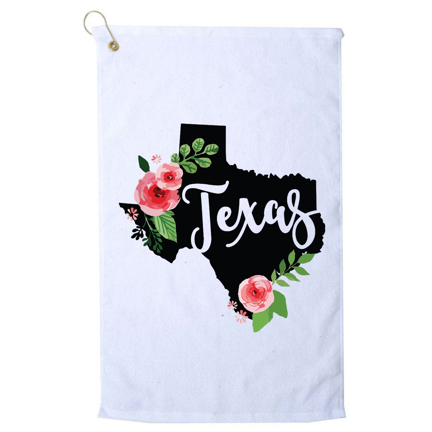 Floral Texas Chalkboard Watercolor Flowers Home State Golf Towel