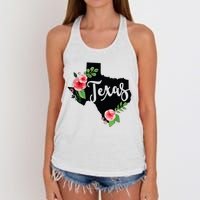 Floral Texas Chalkboard Watercolor Flowers Home State Women's Knotted Racerback Tank