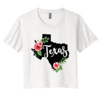 Floral Texas Chalkboard Watercolor Flowers Home State Women's Crop Top Tee