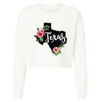 Floral Texas Chalkboard Watercolor Flowers Home State Cropped Pullover Crew