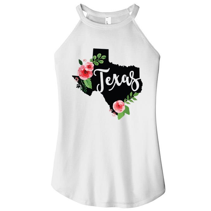 Floral Texas Chalkboard Watercolor Flowers Home State Women's Perfect Tri Rocker Tank