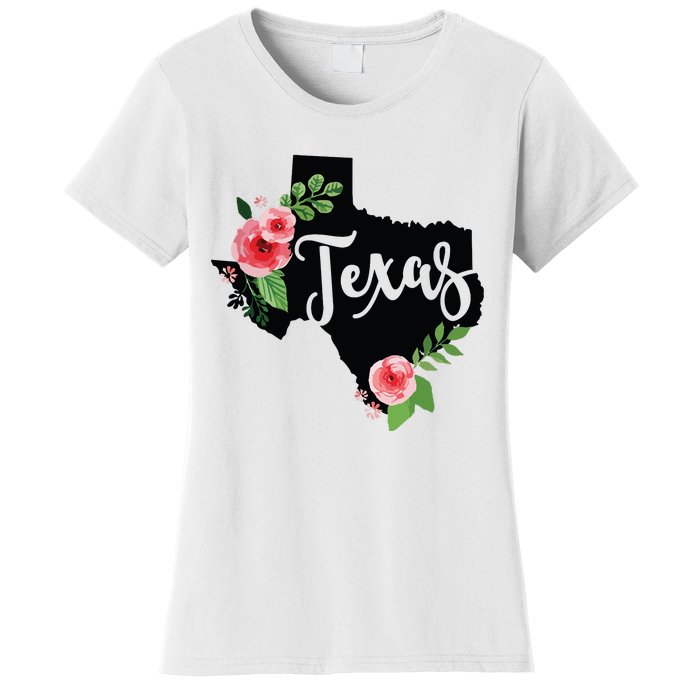 Floral Texas Chalkboard Watercolor Flowers Home State Women's T-Shirt