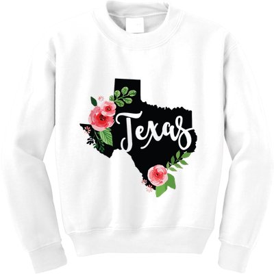 Floral Texas Chalkboard Watercolor Flowers Home State Kids Sweatshirt