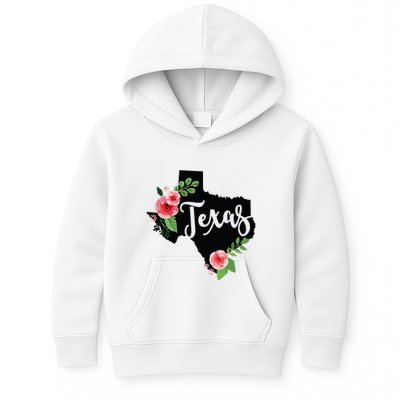 Floral Texas Chalkboard Watercolor Flowers Home State Kids Hoodie