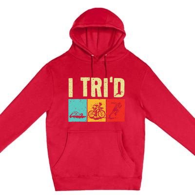 Funny Triathlon Cyclist Swimmer Triathletes Premium Pullover Hoodie