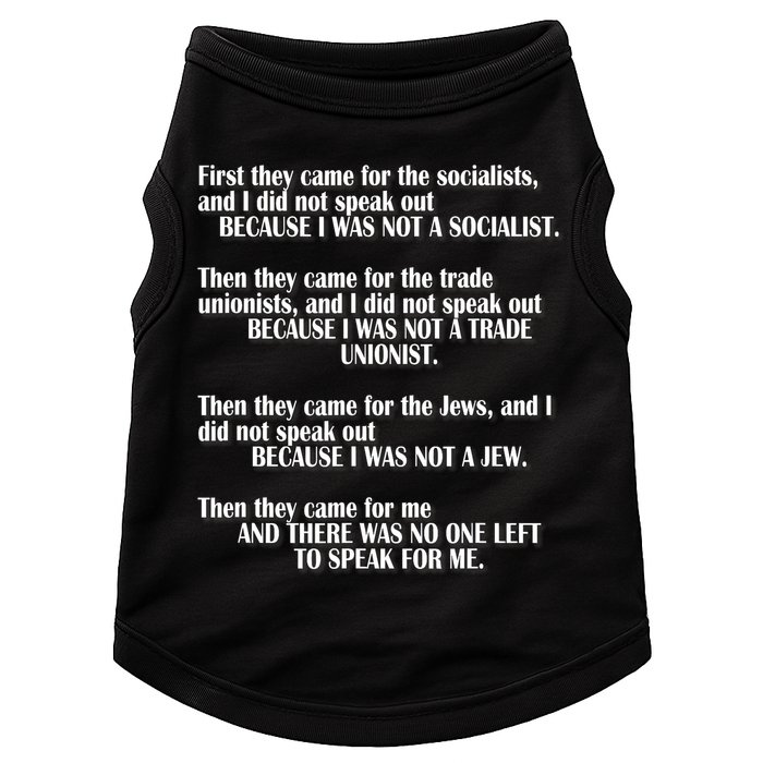 First They Came For The Socialists No One Left To Speak Poem  Doggie Tank