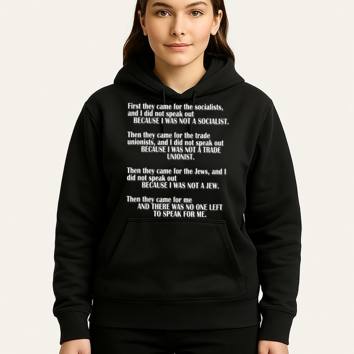 First They Came For The Socialists No One Left To Speak Poem  Hoodie