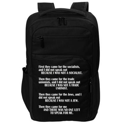 First They Came For The Socialists No One Left To Speak Poem  Impact Tech Backpack
