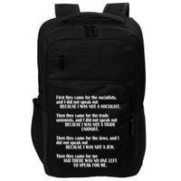 First They Came For The Socialists No One Left To Speak Poem  Impact Tech Backpack