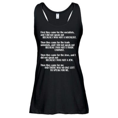 First They Came For The Socialists No One Left To Speak Poem  Ladies Essential Flowy Tank