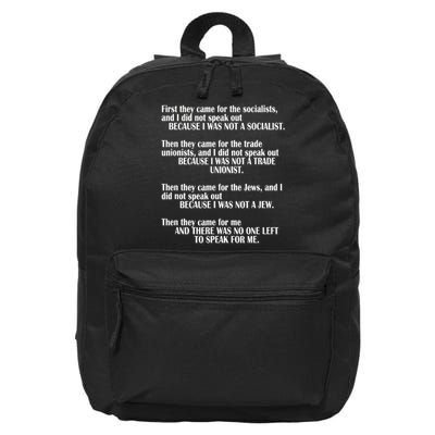 First They Came For The Socialists No One Left To Speak Poem  16 in Basic Backpack