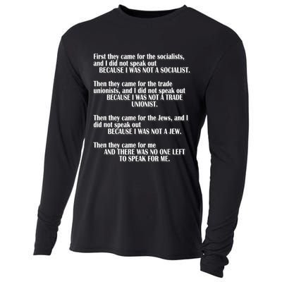 First They Came For The Socialists No One Left To Speak Poem  Cooling Performance Long Sleeve Crew