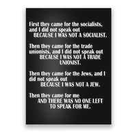 First They Came For The Socialists No One Left To Speak Poem  Poster