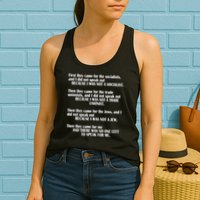 First They Came For The Socialists No One Left To Speak Poem  Womens Tank Top