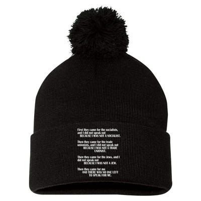 First They Came For The Socialists No One Left To Speak Poem  Pom Pom 12in Knit Beanie