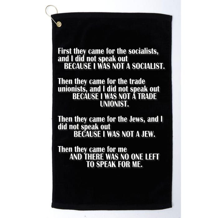 First They Came For The Socialists No One Left To Speak Poem  Golf Towel