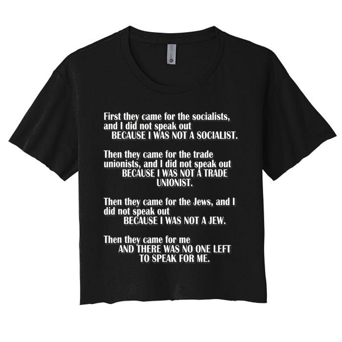 First They Came For The Socialists No One Left To Speak Poem  Crop Top