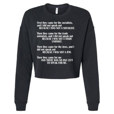 First They Came For The Socialists No One Left To Speak Poem  Cropped Pullover Crew