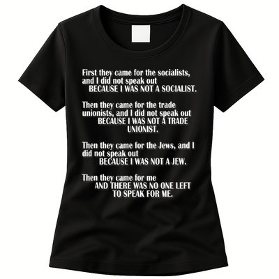 First They Came For The Socialists No One Left To Speak Poem  Womens T-Shirt