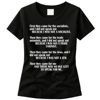 First They Came For The Socialists No One Left To Speak Poem  Womens T-Shirt