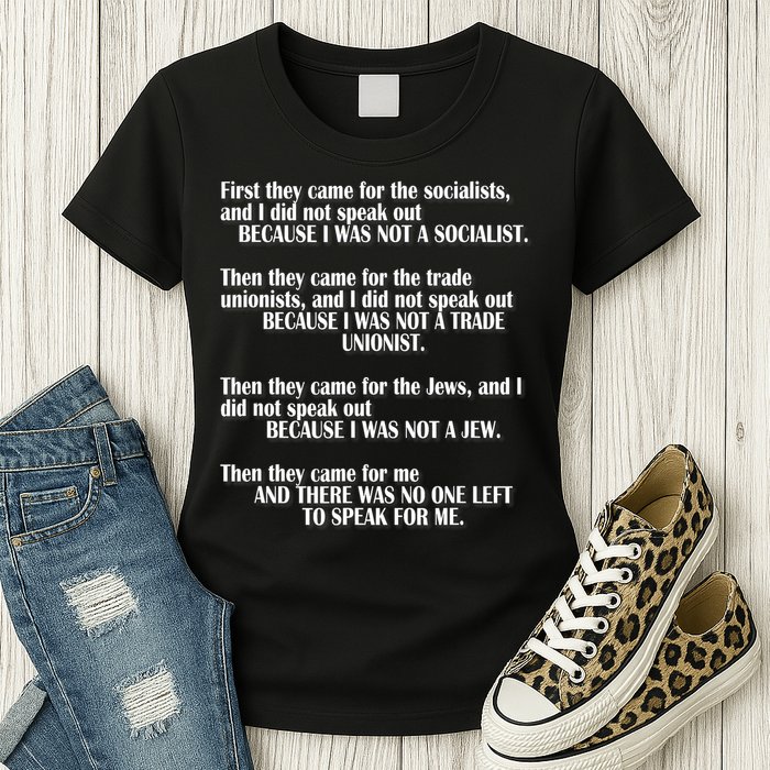 First They Came For The Socialists No One Left To Speak Poem  Womens T-Shirt