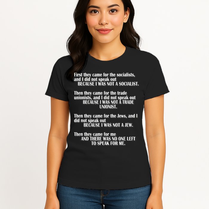 First They Came For The Socialists No One Left To Speak Poem  Womens T-Shirt