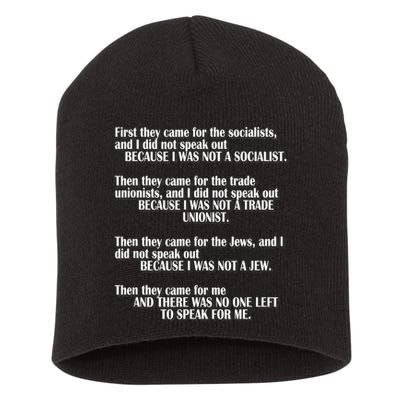 First They Came For The Socialists No One Left To Speak Poem  Short Acrylic Beanie