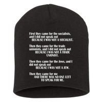 First They Came For The Socialists No One Left To Speak Poem  Short Acrylic Beanie