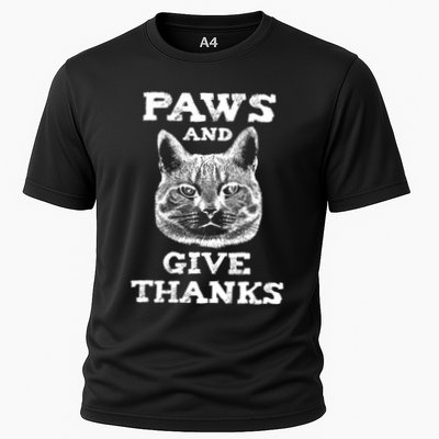 Funny Thanksgiving Cat Paws And Give Thanks Gift Performance Shirt