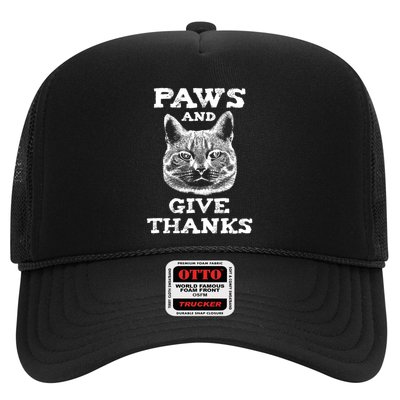 Funny Thanksgiving Cat Paws And Give Thanks Gift Trucker Hat