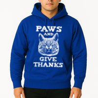 Funny Thanksgiving Cat Paws And Give Thanks Gift Hoodie
