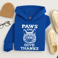 Funny Thanksgiving Cat Paws And Give Thanks Gift Hoodie