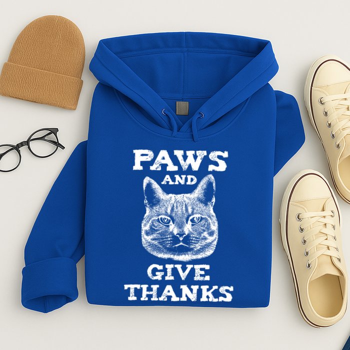 Funny Thanksgiving Cat Paws And Give Thanks Gift Hoodie