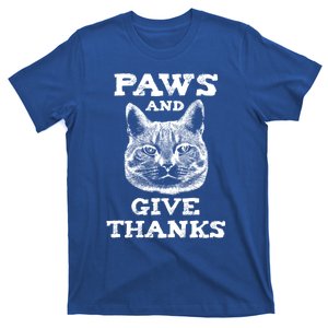 Funny Thanksgiving Cat Paws And Give Thanks Gift T-Shirt